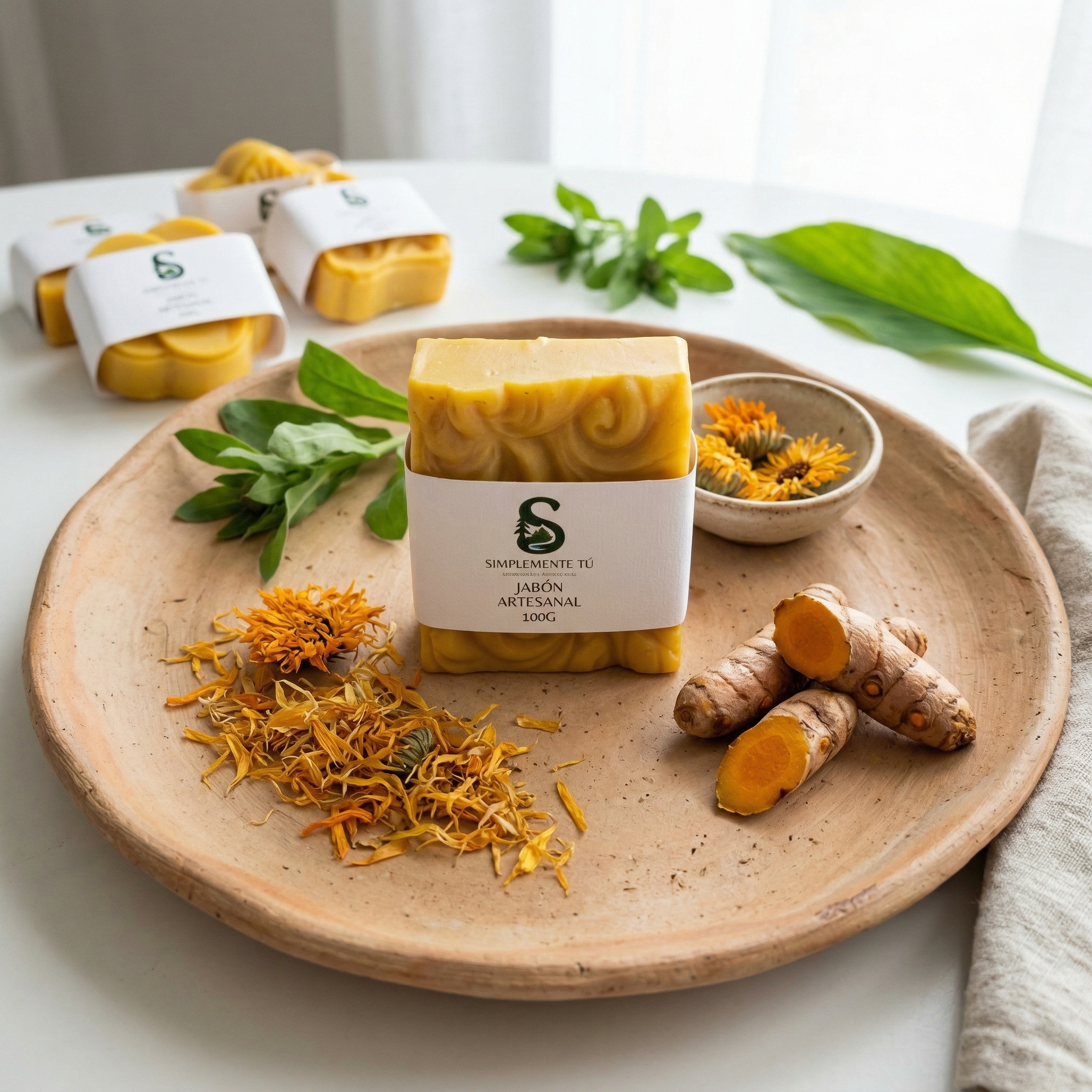Jabon de curcuma y calendula - detalle de textura
